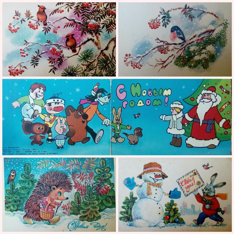 новогодние открытки СССР фото